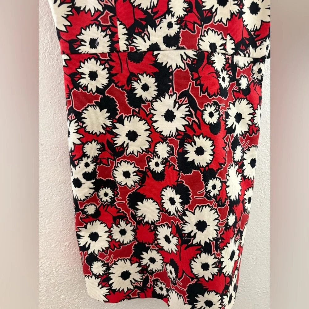Zara Trafaluc red white black floral print mini dress crisscross strap back M - Picture 3 of 6